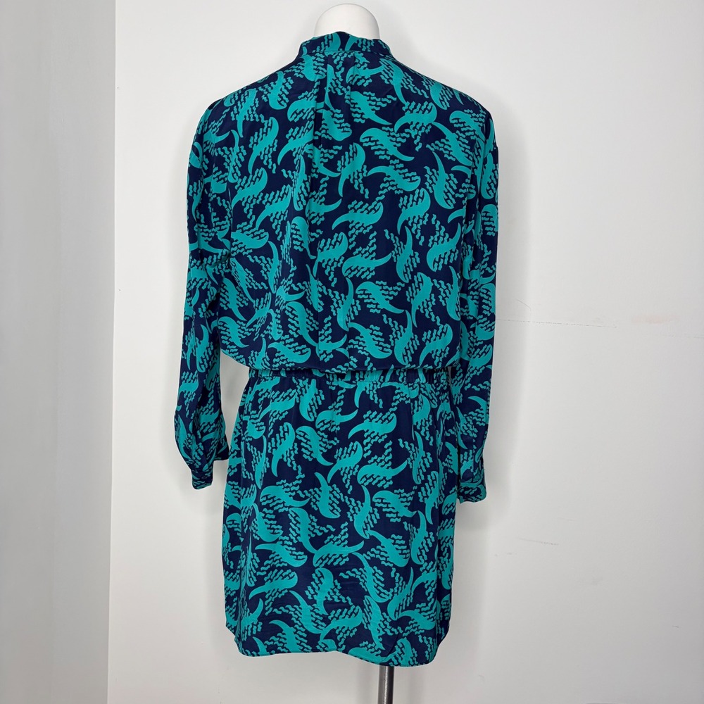 Diane von Furstenberg Deandra Dress Women 10 Teal Blue 100% Silk DVF - Picture 7 of 16